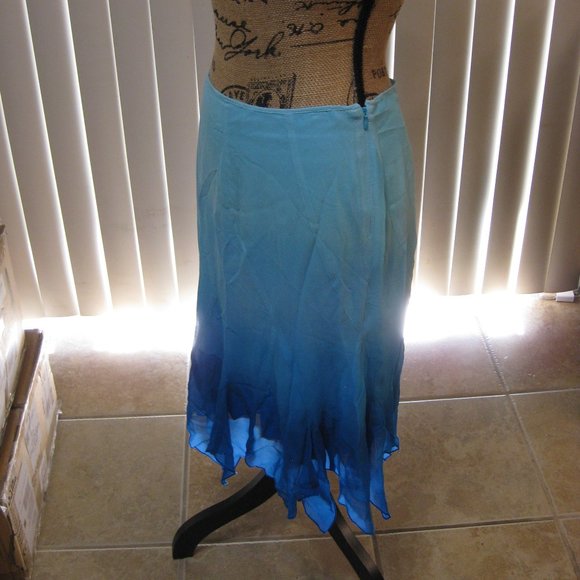 NWT Bebe blue handkerchief hem silk skirt XS extra small - Picture 4 of 9